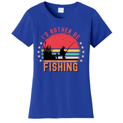 ID Rather Be Fishing Vintage Retro Fisher Fly Fishing Meaningful Gift Women's T-Shirt