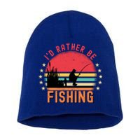 ID Rather Be Fishing Vintage Retro Fisher Fly Fishing Meaningful Gift Short Acrylic Beanie