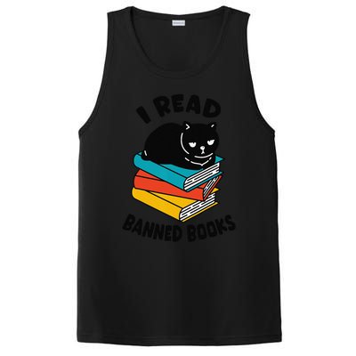 I Read Banned Books Black Cat Reader Bookworm Women PosiCharge Competitor Tank