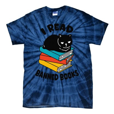 I Read Banned Books Black Cat Reader Bookworm Women Tie-Dye T-Shirt