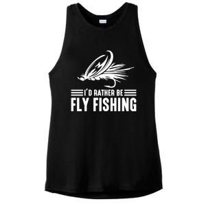 ID Rather Be Fly Fishing Funny Trout Fishing Dad Cute Gift Ladies PosiCharge Tri-Blend Wicking Tank