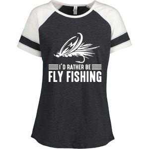 ID Rather Be Fly Fishing Funny Trout Fishing Dad Cute Gift Enza Ladies Jersey Colorblock Tee