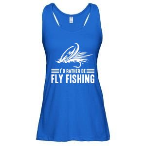 ID Rather Be Fly Fishing Funny Trout Fishing Dad Cute Gift Ladies Essential Flowy Tank