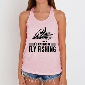 ID Rather Be Fly Fishing Funny Trout Fishing Dad Cute Gift Women's Knotted Racerback Tank