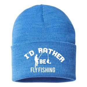 Id Rather Be Fly Fishing Funny Fisher Gift Sustainable Knit Beanie