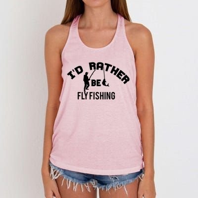 Id Rather Be Fly Fishing Funny Fisher Gift Women's Knotted Racerback Tank