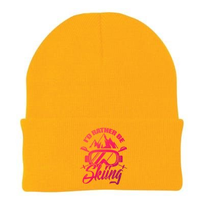 Id Rather Be Skiing Holiday Ski Winter Sport Gift Knit Cap Winter Beanie