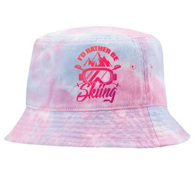 Id Rather Be Skiing Holiday Ski Winter Sport Gift Tie-Dyed Bucket Hat