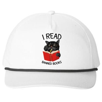 I Read Banned Books Black Cat Reader Librarian Freadom Women (1) Snapback Five-Panel Rope Hat