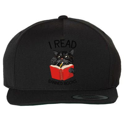 I Read Banned Books Black Cat Reader Librarian Freadom Women (1) Wool Snapback Cap