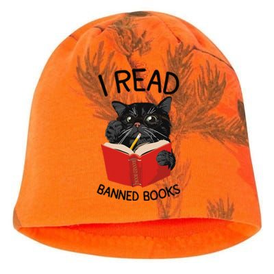 I Read Banned Books Black Cat Reader Librarian Freadom Women (1) Kati - Camo Knit Beanie