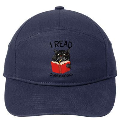 I Read Banned Books Black Cat Reader Librarian Freadom Women (1) 7-Panel Snapback Hat