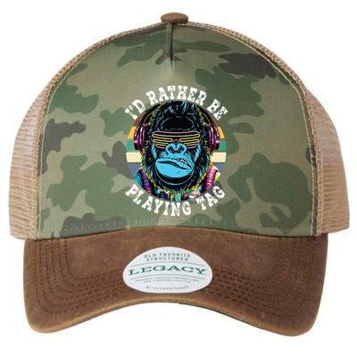 Id Rather Be Playing Tag Gorilla Monke Tag Gorilla Vr Gamer Legacy Tie Dye Trucker Hat