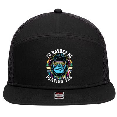 Id Rather Be Playing Tag Gorilla Monke Tag Gorilla Vr Gamer 7 Panel Mesh Trucker Snapback Hat