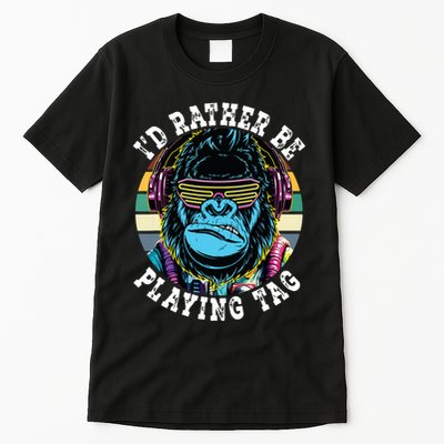 Id Rather Be Playing Tag Gorilla Monke Tag Gorilla Vr Gamer Tall T-Shirt
