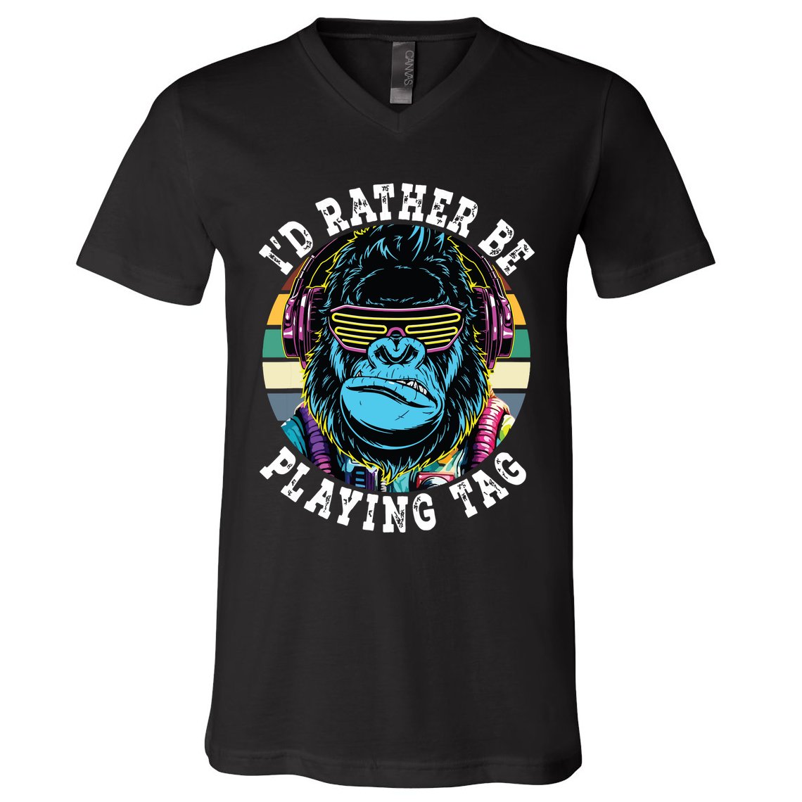 Id Rather Be Playing Tag Gorilla Monke Tag Gorilla Vr Gamer V-Neck T-Shirt