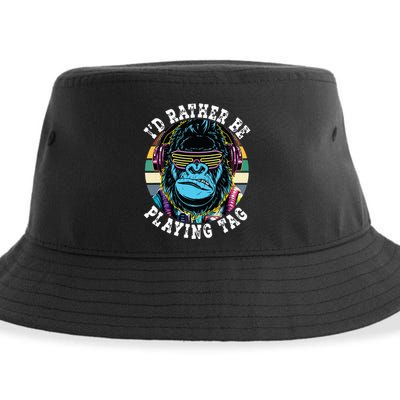 Id Rather Be Playing Tag Gorilla Monke Tag Gorilla Vr Gamer Sustainable Bucket Hat