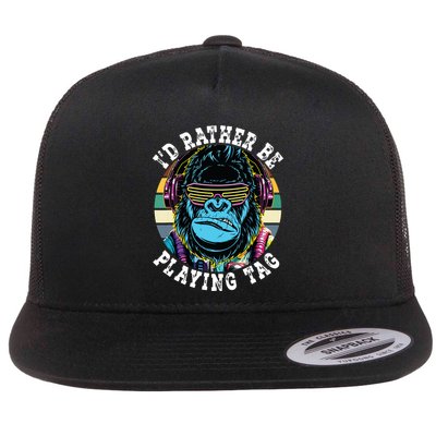 Id Rather Be Playing Tag Gorilla Monke Tag Gorilla Vr Gamer Flatbill Hat