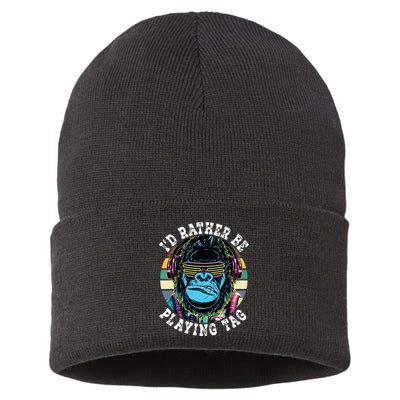 Id Rather Be Playing Tag Gorilla Monke Tag Gorilla Vr Gamer Sustainable Knit Beanie