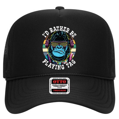 Id Rather Be Playing Tag Gorilla Monke Tag Gorilla Vr Gamer Trucker Hat