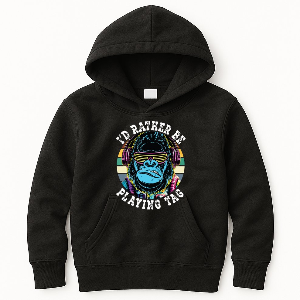 Id Rather Be Playing Tag Gorilla Monke Tag Gorilla Vr Gamer Kids Hoodie