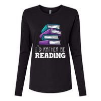 I'd Rather Be Reading Book Lover Bookworm Avid Reader Womens Cotton Relaxed Long Sleeve T-Shirt