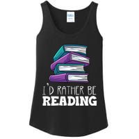 I'd Rather Be Reading Book Lover Bookworm Avid Reader Ladies Essential Tank