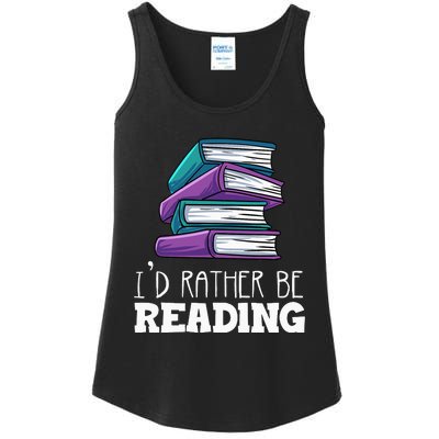 I'd Rather Be Reading Book Lover Bookworm Avid Reader Ladies Essential Tank