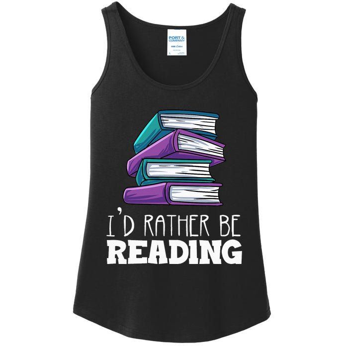 I'd Rather Be Reading Book Lover Bookworm Avid Reader Ladies Essential Tank