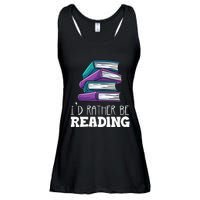 I'd Rather Be Reading Book Lover Bookworm Avid Reader Ladies Essential Flowy Tank