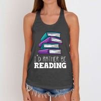 I'd Rather Be Reading Book Lover Bookworm Avid Reader Women's Knotted Racerback Tank