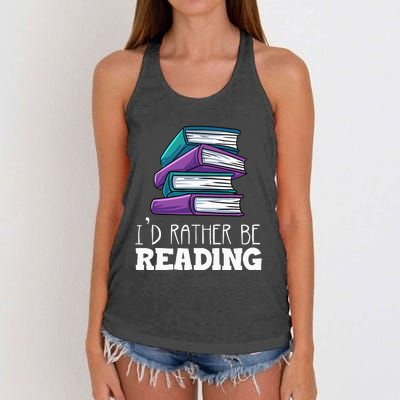 I'd Rather Be Reading Book Lover Bookworm Avid Reader Women's Knotted Racerback Tank