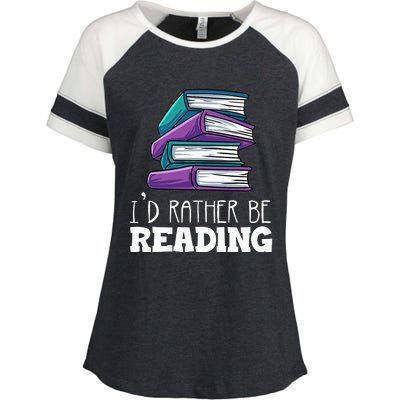 I'd Rather Be Reading Book Lover Bookworm Avid Reader Enza Ladies Jersey Colorblock Tee