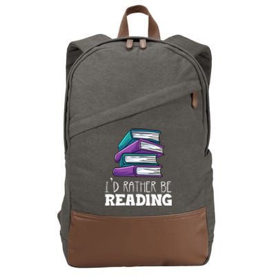 I'd Rather Be Reading Book Lover Bookworm Avid Reader Cotton Canvas Backpack