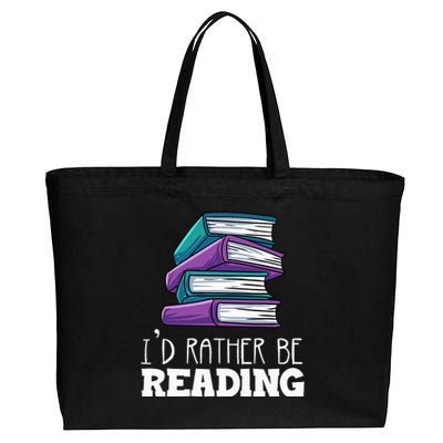 I'd Rather Be Reading Book Lover Bookworm Avid Reader Cotton Canvas Jumbo Tote