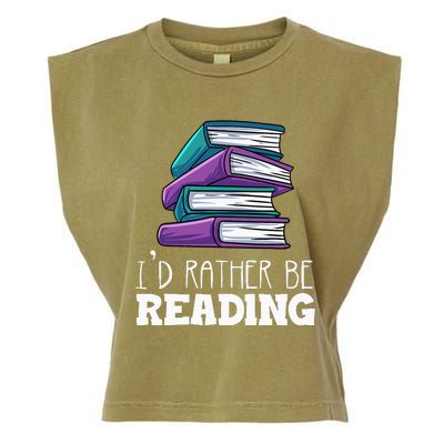 I'd Rather Be Reading Book Lover Bookworm Avid Reader Garment-Dyed Women's Muscle Tee