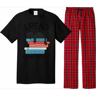 I Read Banned Books Black Cat Reader Librarian Freadom Women Pajama Set