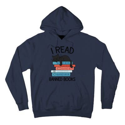 I Read Banned Books Black Cat Reader Librarian Freadom Women Tall Hoodie