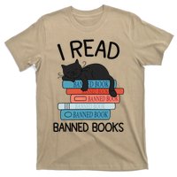 I Read Banned Books Black Cat Reader Librarian Freadom Women T-Shirt