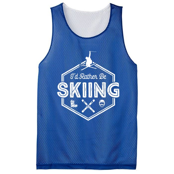 Id Rather Be Skiing Winter Snow Ski Lover Funny Gift Mesh Reversible Basketball Jersey Tank