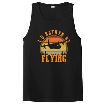 Id Rather Be Flying Airplane Pilot Aviation Vintage Retro Meaningful Gift PosiCharge Competitor Tank