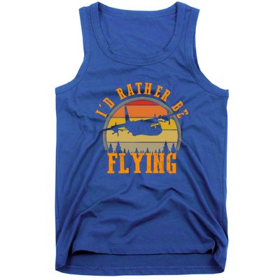 Id Rather Be Flying Airplane Pilot Aviation Vintage Retro Meaningful Gift Tank Top