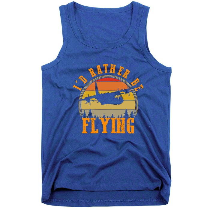 Id Rather Be Flying Airplane Pilot Aviation Vintage Retro Meaningful Gift Tank Top