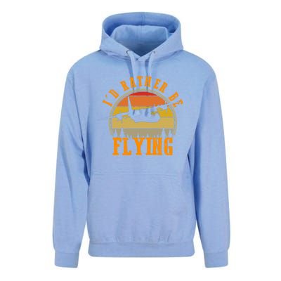 Id Rather Be Flying Airplane Pilot Aviation Vintage Retro Meaningful Gift Unisex Surf Hoodie