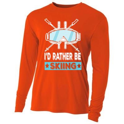 Id Rather Be Skiing Wintersport Ski Snowboard Gift Cooling Performance Long Sleeve Crew