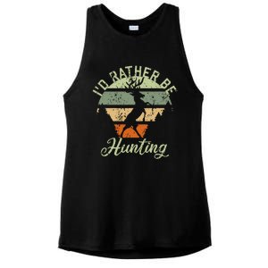 ID Rather Be Hunting Season Gifts Funny Deer Retro Hunters Ladies PosiCharge Tri-Blend Wicking Tank