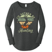 ID Rather Be Hunting Season Gifts Funny Deer Retro Hunters Women's Perfect Tri Tunic Long Sleeve Shirt