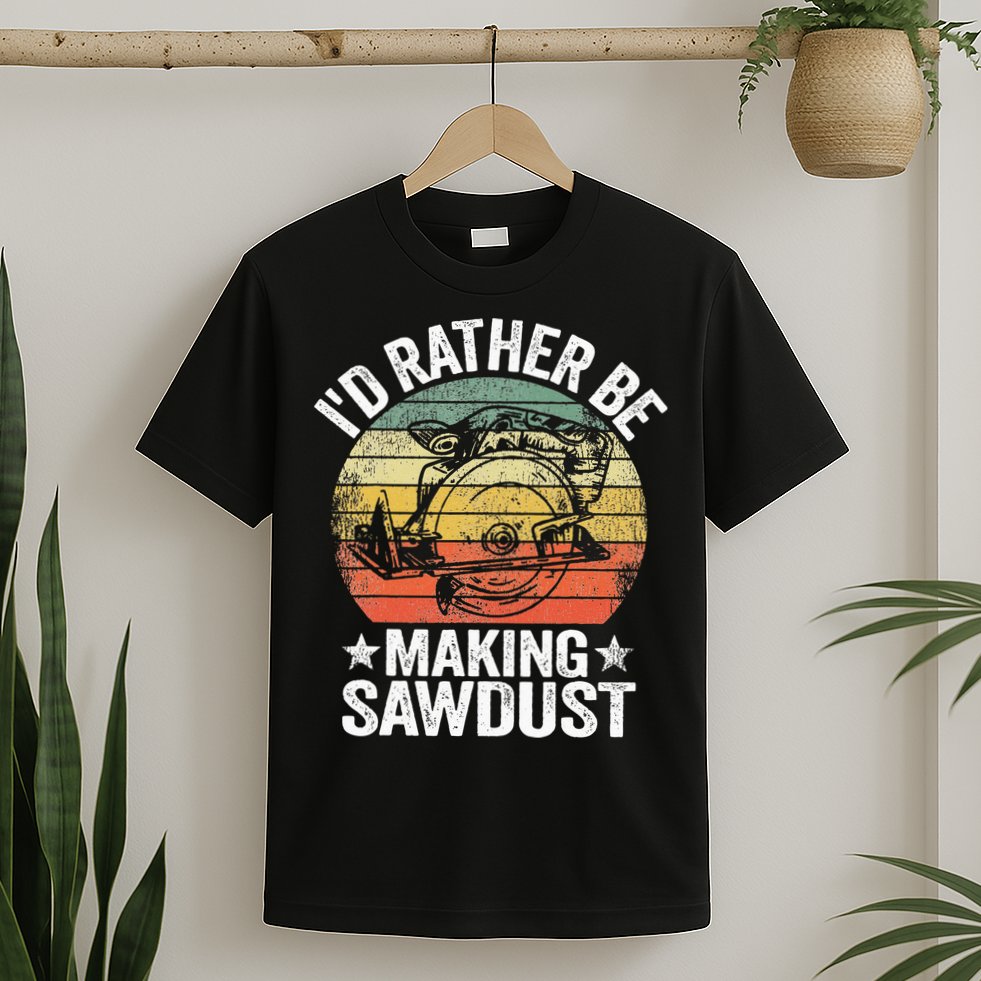I'd Rather Be Making Sawdust Carpenter Vintage Woodworking T-Shirt
