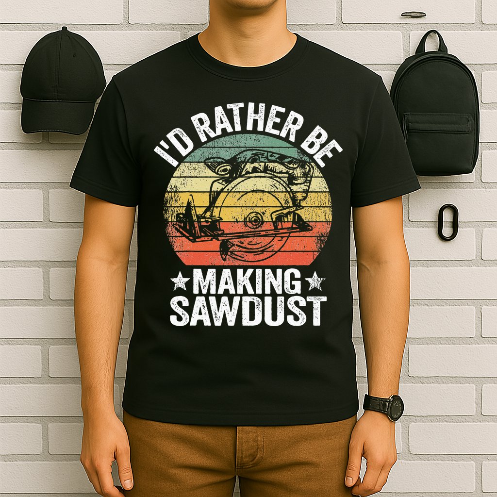 I'd Rather Be Making Sawdust Carpenter Vintage Woodworking T-Shirt