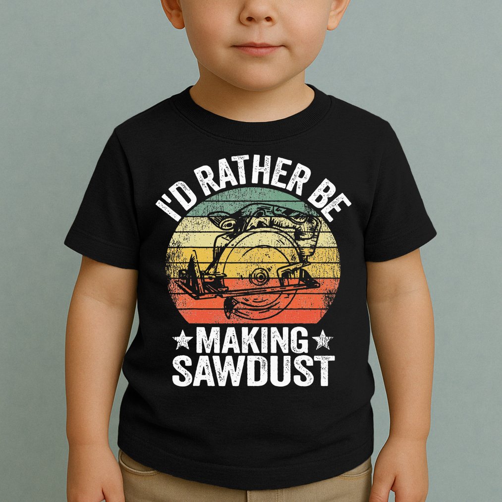 I'd Rather Be Making Sawdust Carpenter Vintage Woodworking Toddler T-Shirt